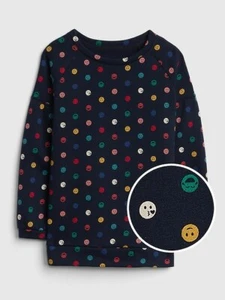 GAP GIRL'S SMILEY FACE EMOJI PULLOVER PUFF SLEEVE SWEAT SHIRT $44.95 SZ 14 BNWT - Picture 1 of 4