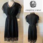 EMPIRE ROSE Black Viscose, Silk-Cotton Lime, Blue Spot Print Drawstring Dress SM