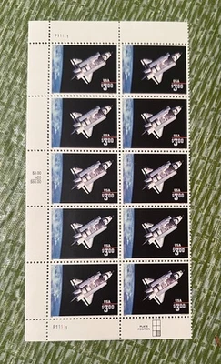 US STAMPS # 2544 SPACE SHUTTLE CHALLENGER PLATE BLOCK STRIP OF 10 (2 PB's)  MNH - Image 1 of 2