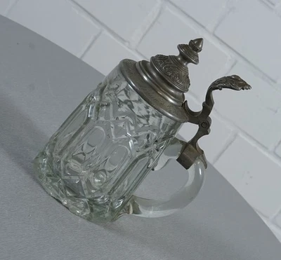 Taza de cerveza de vidrio estilo Wilhelminian con accesorios de peltre de Arthur Rolsberg... Foto 1 de 4