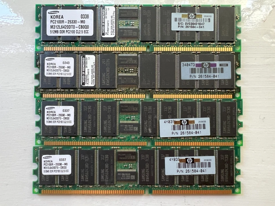 Sumsung/HP  2Gb (4x512Mb) DDR PC2100R DIMM CL2.5 RAM P/N: 261584 - Image 1 of 1