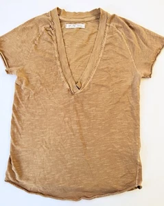 We The Free braunes kurzärmliges Shirt mit V-Ausschnitt Damen Large - Bild 1 von 8