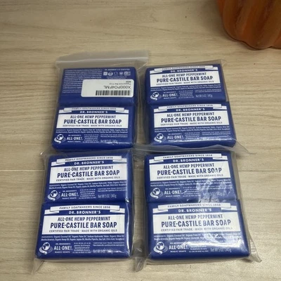 Dr. Bronner's - чистое кастильское барное мыло (мята перечная, 5 унций) - упаковка из 8 штук - Изображение 1 из 4