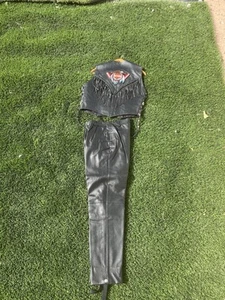 Ladies Leathers Harley Davidson Matching Vest And Pants Set size M medium  - Picture 1 of 9