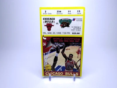 1998 CHICAGO BULLS vs VANCOUVER GRIZZLIES ticket stub MICHAEL JORDAN 24 points - Image 1 of 2