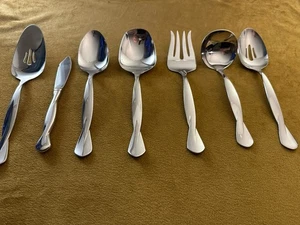 (7) Pc Serving Set ONEIDA USA TORSADE Stainless Flatware Glossy - Picture 1 of 15