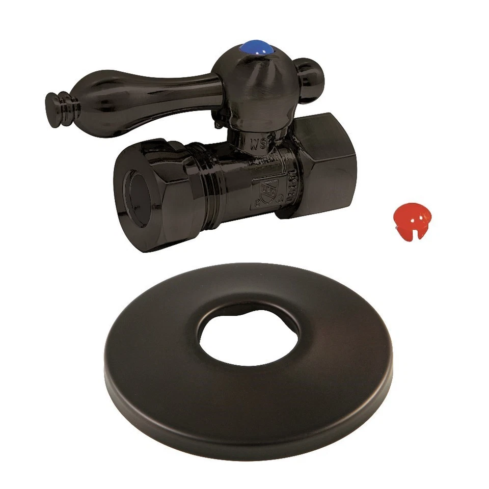 Kingston Brass 0.5 in. Slip Joint Quarter-Turn Straight Stop Valve with Flange - Image 1 of 1