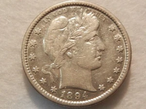 1894 S barber quarter dollar twenty five cent silver us coin - Picture 1 of 2