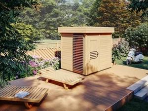 Sauna Gartensauna Saunahaus Außensauna Outdoorsauna naturbelassen inkl. Zubehör - Bild 1 von 13