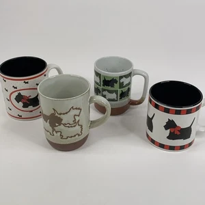 Scottie Tassen Scottish Terrier Hund Kaffee Tee Becher Menge 4 Abt 56 Russ Hand geworfen - Bild 1 von 14
