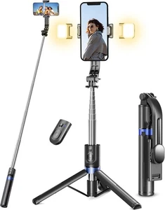 Selfie Stick with 2 Fill Lights, 45'' All-in-One Longer Smartphone Tripod - Picture 1 of 9