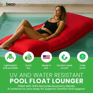 Tumbona flotante para piscina grande - Llena de cuentas - Tela impermeable para uso en piscina o tierra - Imagen 1 de 14