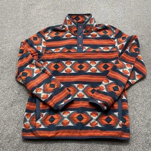 Eddie Bauer Pullover Mens Large Fleece Aztec Pattern Orange Navy Blue Outdoors - Picture 1 of 9