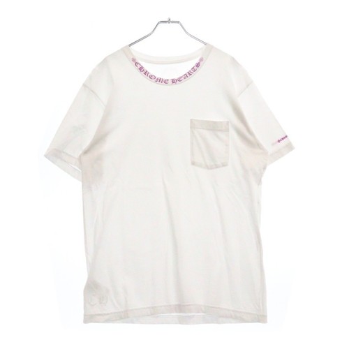 CHROME HEARTS T SHIRT MANICA CORTA STAMPA LOGO COLLO CUORI CROMATI TAGLIO E CUCITO BIANCO Usata