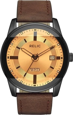 Reloj con correa de cuero marrón Relic By Fossil para hombre ZR12229 cara ámbar Foto 1 de 3