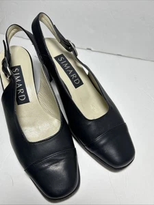Zapatos de salón italianos de cuero para mujer Simard azul marino talla 35,5 correas talla 7,5 - Imagen 1 de 6