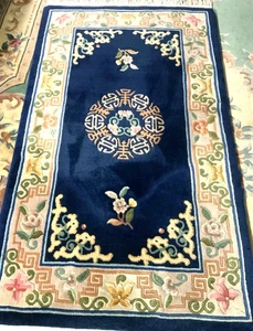 HANDGEKNÜPFTER CHINESISCHER VINTAGE AUBUSSON PEKING AUTHENTISCH 100 % WOLLE ORIENTTEPPICH - Bild 1 von 23