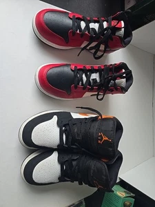 Orange And Black & Red And Black Jordan Ones Size 6y & 6.5y - Picture 1 of 20