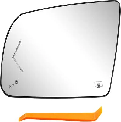Left Driver Side Heated Mirror Glass w/ BSM For 2002-2020 Toyota Tundra Sequoia - Image 1 of 4