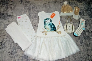NWT NWOT Gymboree Skirt Owl Shirt Socks Hat Gloves Leggings Purse Set LOT - Picture 1 of 4