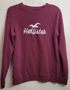 Woman's Hollister Maroon Burgundy Long Sleeve Sweatshirt Size Large Crewneck - Picture 1 of 7