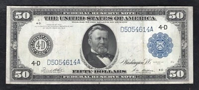 FR. 1039a 1914 $50 FIFTY DOLLARS FRN FEDERAL RESERVE NOTE CLEVELAND, OH VF - Image 1 of 2