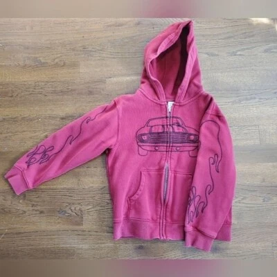 GYMBOREE Boys Small 5/6 dark red hot rod hoodie - Image 1 of 4