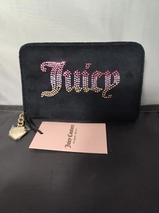 Juicy Couture Lakritz schwarz Be Classic II mehrere Fächer faltbare Geldbörse Neu mit Etikett - Bild 1 von 6