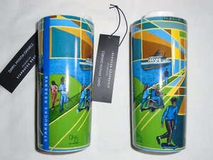 Set of 2 Starbucks Reserve Daryl Myntia Daniels Ceramic 10 oz Tumblers Cups Lids - Picture 1 of 1