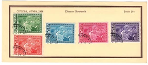 GUINEA 1964 VF Precancel Stamps Hinged on list Scott #336-9 Eleanor Roosevelt - Picture 1 of 1