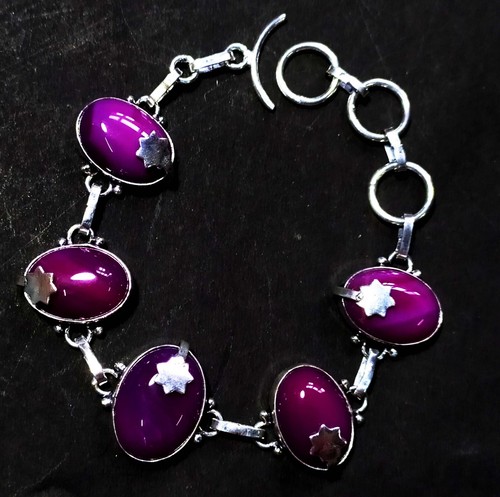 VALENTINO Bracciale Mosmana Agata Forma Ovale Gemma Fatto a Mano Gioielli Misura 8 Pollici