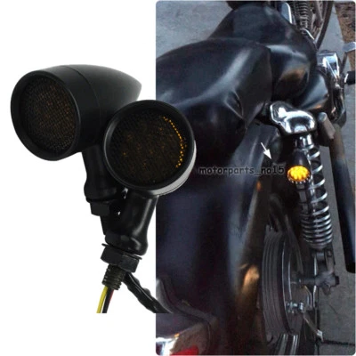 10mm 12V LED Yellow Light Brake Running Turn Signals For Bobber Honda VT600 750 - Image 1 of 4