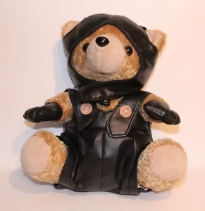 LOVE TO RIDE MOTORCYCLE TEDDY BEAR 12 INCH PLUSH STUFFED ANIMAL VINTAGE TOY - Picture 1 of 11