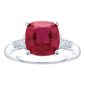 Anillo de rubí y diamantes de oro blanco 10K 3,08 quilates TW - rojo - Imagen 1 de 4