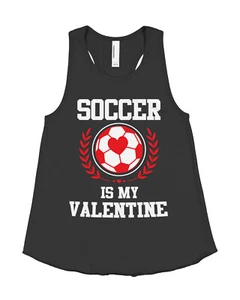 Soccer Is My Valentine Girls Racerback Tank Top Cute Valentine's Day Gift - Picture 1 of 6