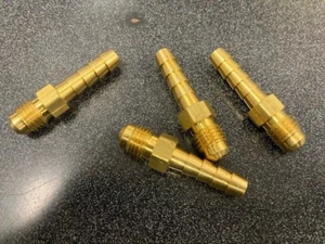 4 pezzi Tubo flessibile 1/4" x 1/4" maschio SAE raccordo a barra in ottone 45° gradi - Foto 1 di 1