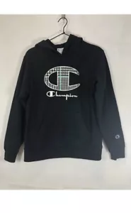 Champion Youth Size L Black Graphic Hooded Front Open Pocket Pullover Sweatshirt - Picture 1 of 11