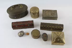 More details for south east asian box job lot vintage / antique ornate brass pen &amp; spice box x 9