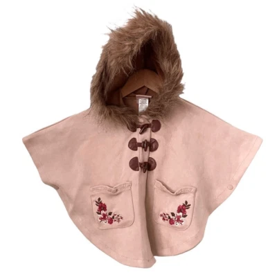 Poncho de gamuza Little Lass con capucha y botones en el brazo en niños talla 4 Foto 1 de 4