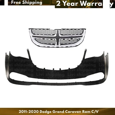 Front Bumper Cover & Grille Assembly For 2011-2020 Dodge Grand Caravan Ram C/V Foto 1 de 4