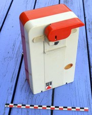 Ouvre-boîte seb orange et blanc, vintage années 1980, fonctionne très bien,