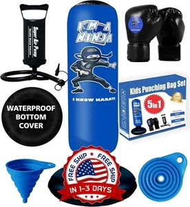 Saco De Boxeo Estable Más Grande Para Niños, Juego De Saco De Boxeo 5 En 1 NUEVO - Picture 1 of 8
