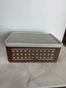 TUPPERWARE Vintage Brown Ice Cream Keeper Freeze N Save Container with Lid - Picture 1 of 11