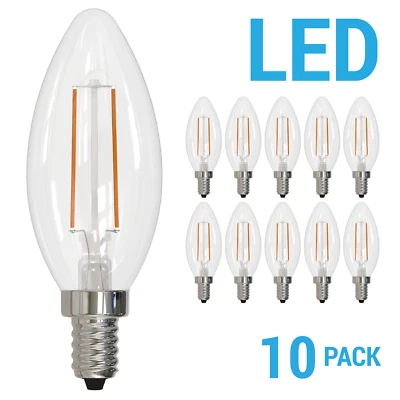 BULBRITE Pack 776691 LED Filament Chandelier 4W 40W Candelabra E12 Clear 3000K Soft White