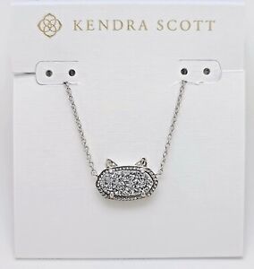 KENDRA SCOTT Women's Rhodium 080 Elisa Cat Pendant Necklace Platinum Drusy 