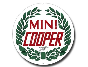 MINI COOPER,JOHN COOPER 11" ROUND METAL SIGN.CLASSIC / GARAGE / MAN CAVE SIGN. - Imagen 1 de 1