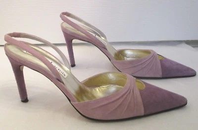 CHRISTIAN LACROIX Dos Tonos Púrpura Gamuza Correas - Talla 37 1/2 Foto 1 de 4