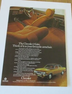 Vintage Collectable The Chrysler 2- Litre Advert 1977 A4 - Picture 1 of 2