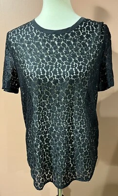 equipment femme black lace ahort sleeve blouse top size s - Image 1 of 4