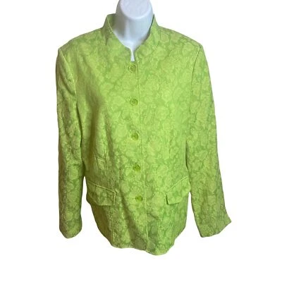 Dialogue green floral button front size M jacket - Изображение 1 из 4